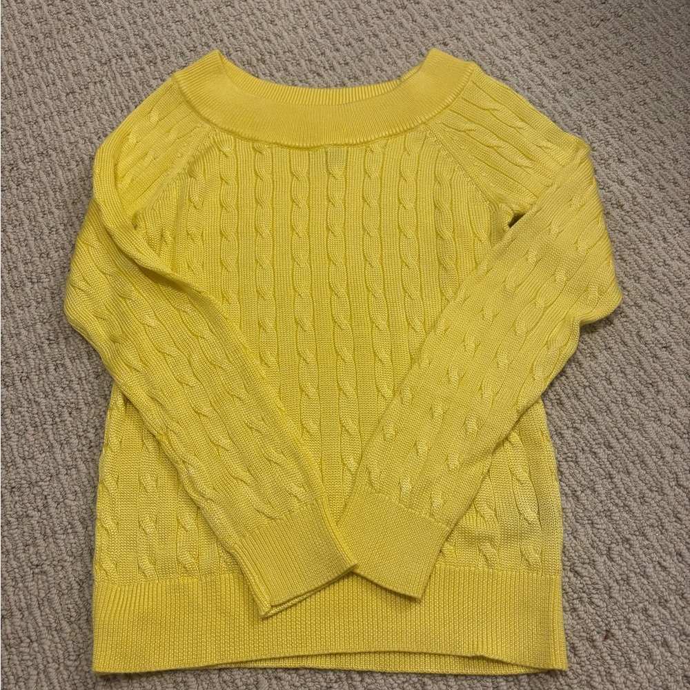 Ralph Lauren Yellow Cable Knit Crew Neck Sweater
